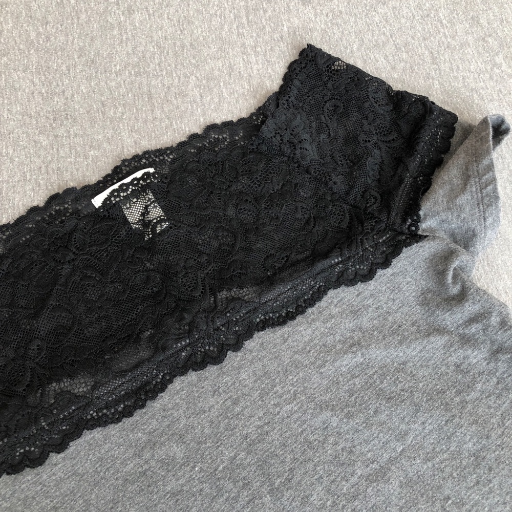 H&M lace off-shoulder gray top - Picture 3 of 5